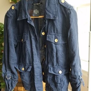 Vintage Lucky Brand 70s style Linen Shirt Jacket